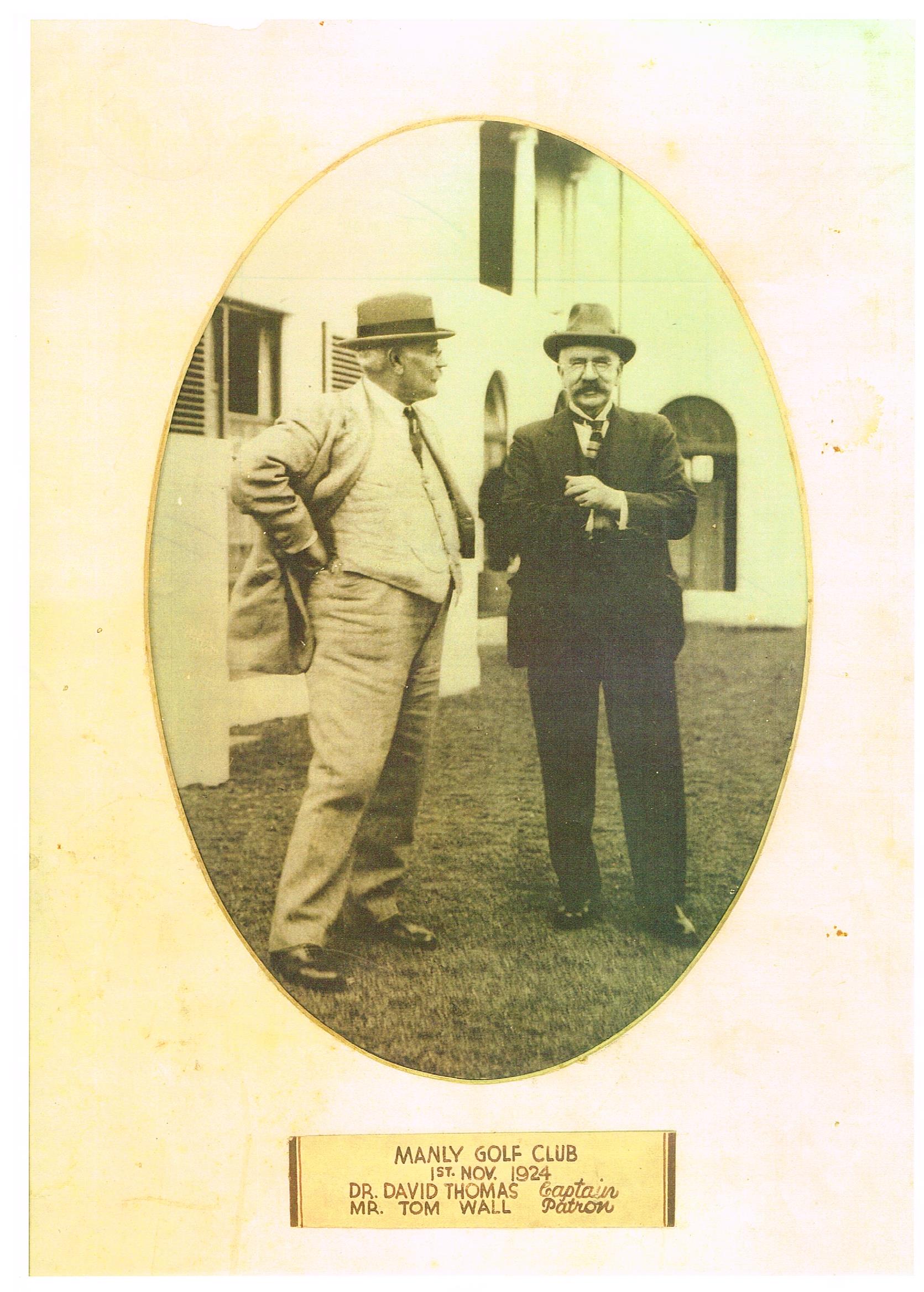 1924 Nov 1 Dr David Thomas (Club Capt), Thomas Wall (Patron) official opening of the Manly Golf Club clubhouse